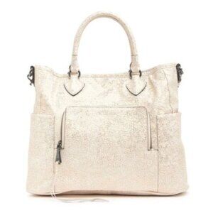 New Aimee Kestenberg Sunbury Novelty Tote Bag Purse Handbag Gold Pebble Metallic